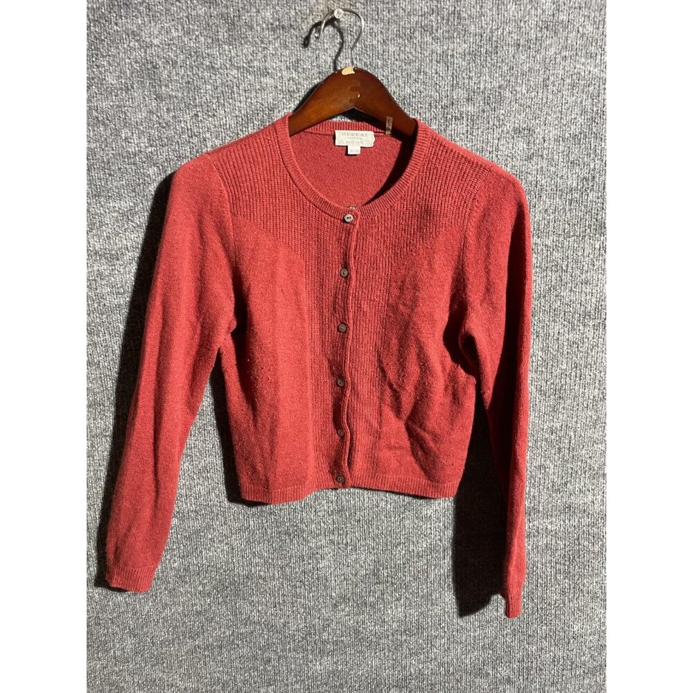 Repeat Cashmere Cardigan Sweater Womens XS Red Crew Neck Button Knit Soft